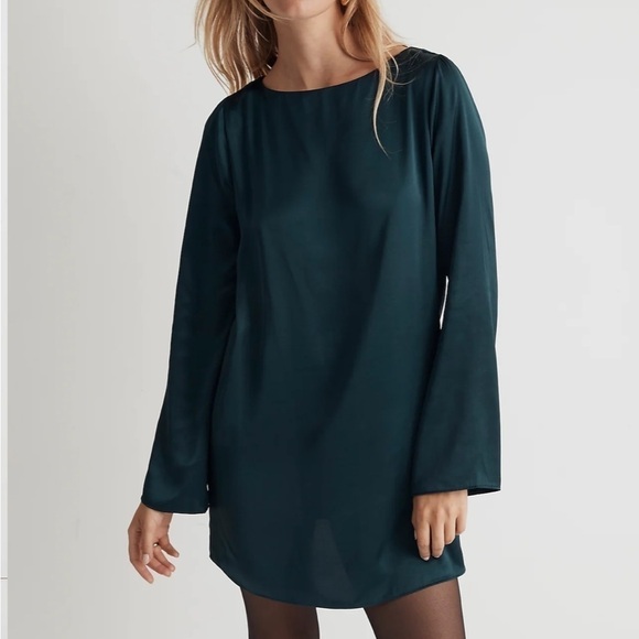 Madewell Shift Mini Dress smoky spruce satin - Picture 2 of 7